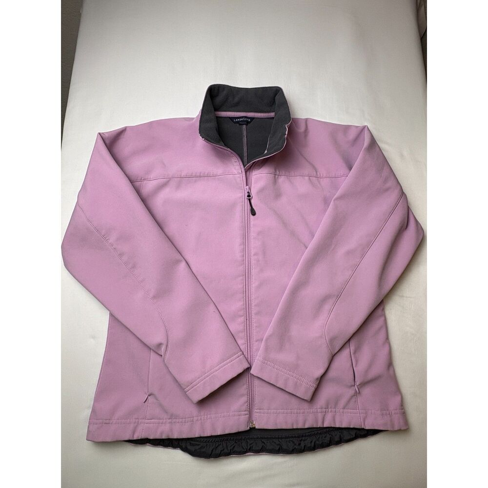 Lands' End Women's L 14-16 Light Pink Softshell Jacket Fleece Lined Full Zip